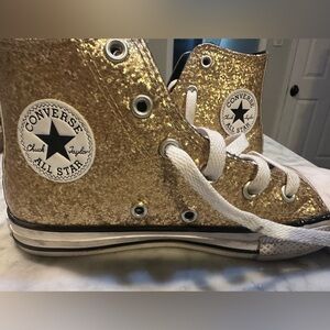 Converse Chuck Taylor All Star Kids Size 1 ✨ Gold Glitter Sparkle High Tops